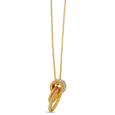 Interlocking Circles Pendant Necklace with Baguette Diamonds, 18K Yellow Gold