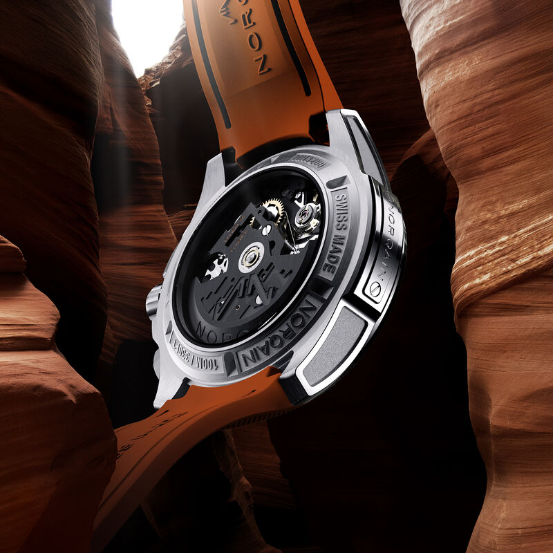 NORQAIN Independence Skeleton Orange Dial Watch, 42mm image number 2
