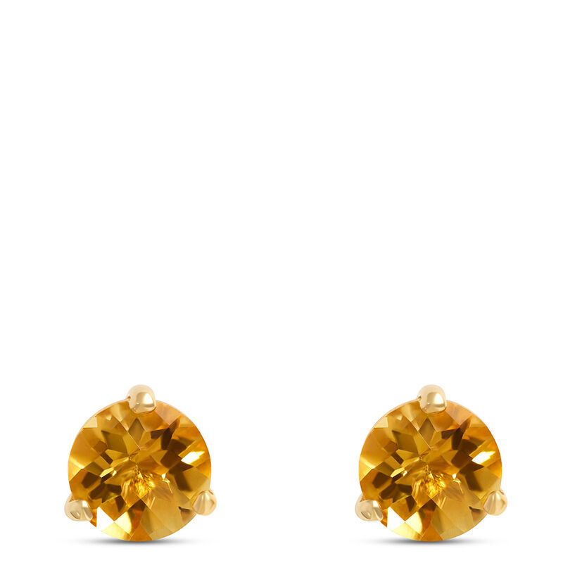 Classic Round Citrine Studs, 14K Yellow Gold image number 0