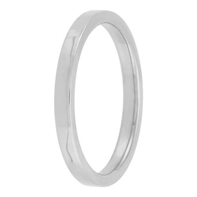 White Gold Polished Pipe Comfort Fit 2mm Band 14K