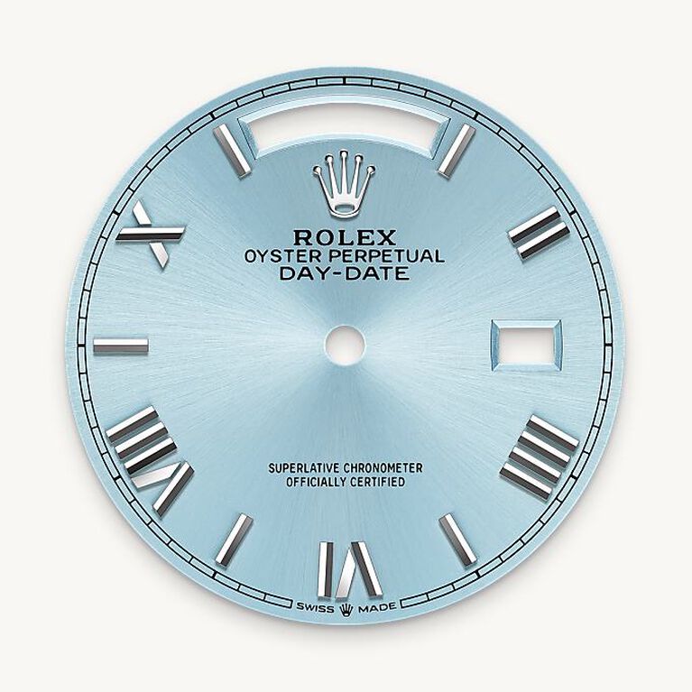 rolex day-date in platinum, m128236-0018 - ice-blue dial - ben bridge