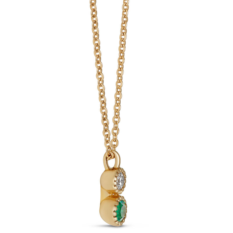 Emerald and Diamond pendant, 14K Yellow Gold image number 2