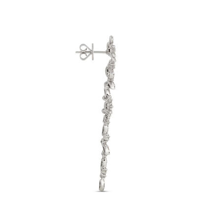 Mixed Shape Floral Diamond Drop Earrings, 1 ⅞ Carat Total Weight, 14K White Gold