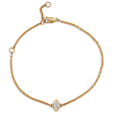 Marquise Cut Diamond Bracelet, 14K Yellow Gold
