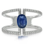 Double Band Sapphire & Diamond Ring 14K