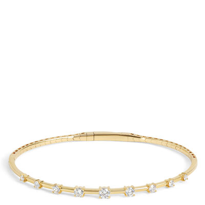 Round Diamond Bangle, 14K Yellow Gold