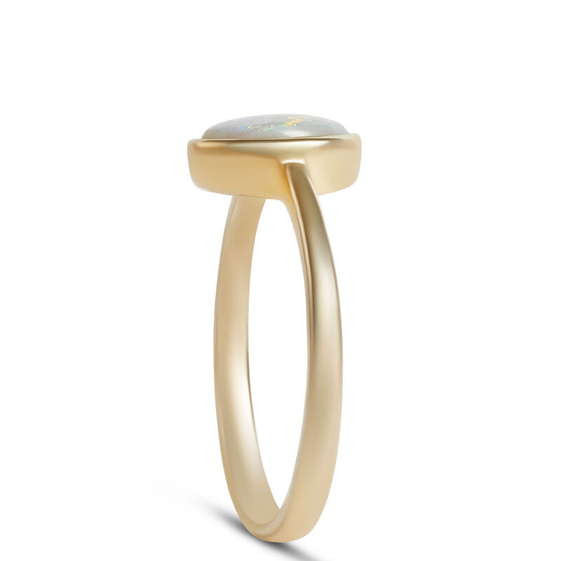 Oval Bezel Set Opal Ring, 14K Yellow Gold image number 1