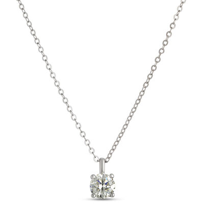 Classic Round Diamond Pendant, ⅓ Carat Total Weight, 14K White Gold