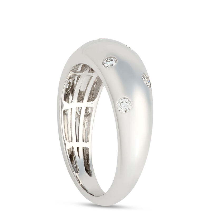 Dome Ring with Scattered Round Accent Diamonds, 14K White Gold image number 1