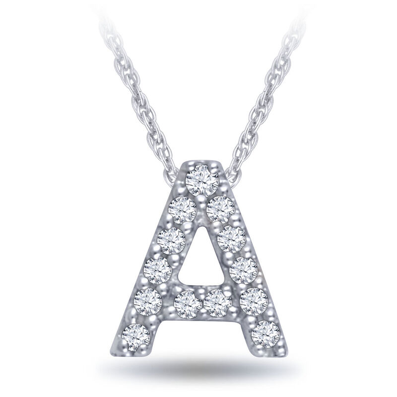 Diamond Initial Pendant 14K Letter 'A' image number 0