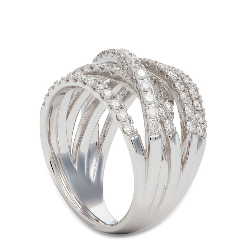 Crossover Diamond Ring, 14K White Gold image number 2