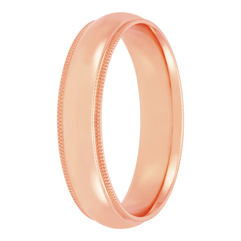 Rose Gold Polished Edge Milgrain Comfort Fit 5mm Band 18K image number 1