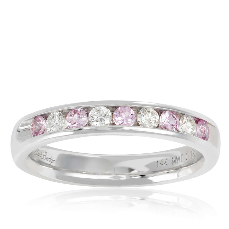 Channel Set Pink Sapphire & Diamond Band 14K image number 0