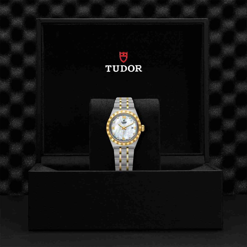 TUDOR Royal Watch Steel Case Gem Set White Dial Steel and Gold Bracelet, 28mm image number 2