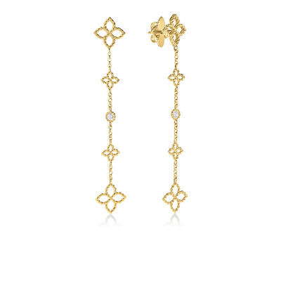 Roberto Coin 18K Yellow Gold Principessa Diamond And Flower Station Dangle Earrings