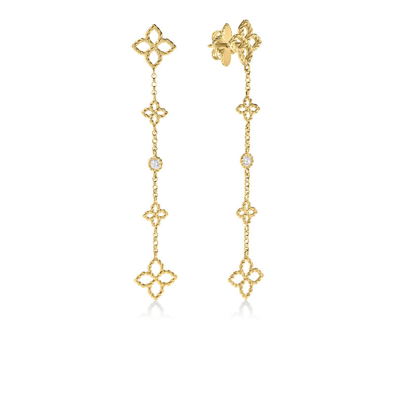Roberto Coin 18K Yellow Gold Principessa Diamond And Flower Station Dangle Earrings image number 0