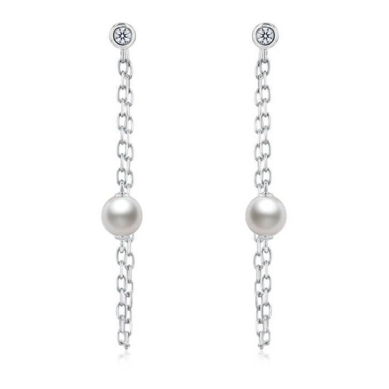 Mikimoto Akoya Cultured Pearl & Diamond Drop Earrings 18K image number 0