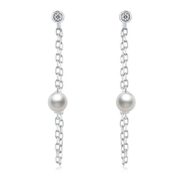 Mikimoto Akoya Cultured Pearl & Diamond Drop Earrings 18K