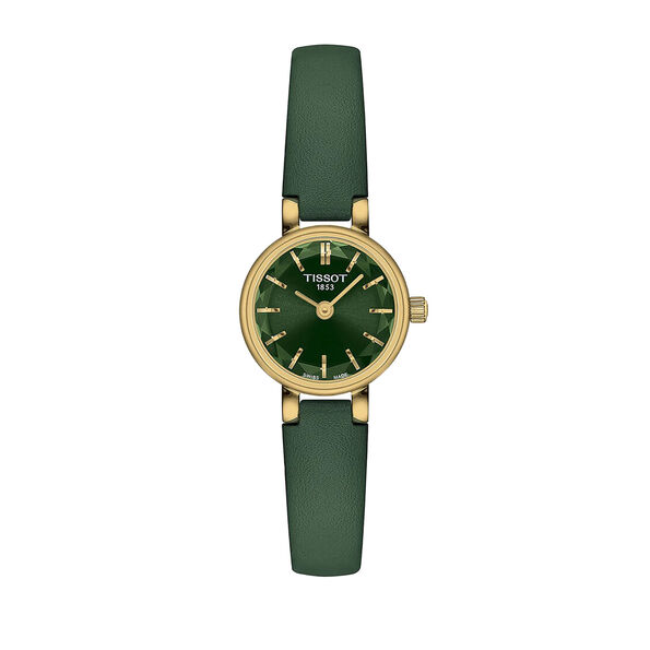 Tissot Lovely Round Watch Green Dial Green Leather Strap, 19.5mm