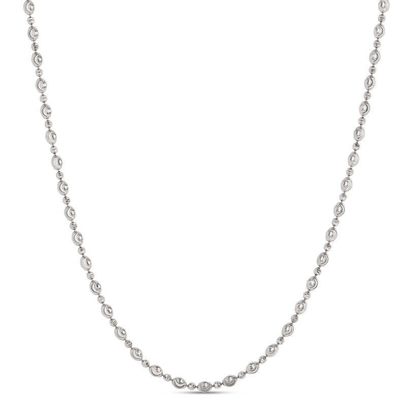 Moon Cut Oval Bead Necklace, 14K White Gold image number 0