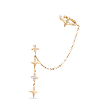 Triple Star Dangle Earring, 14k Gold