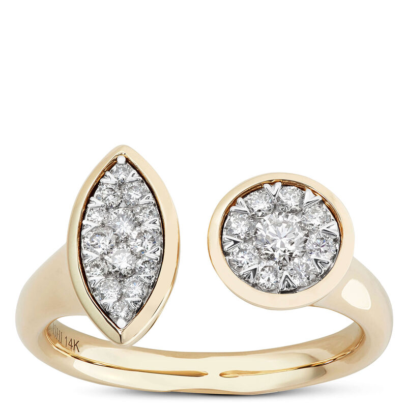 Open Center Marquise and Round Diamond Ring, 14K Yellow Gold image number 0