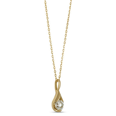 Classic Round Diamond Pendant, &frac12; Carat, 14K Yellow Gold
