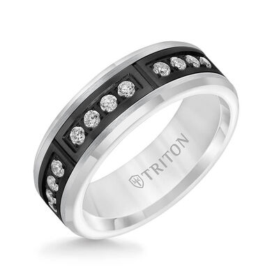 TRITON Stone Comfort Fit Channel Set Diamond Band in Tungsten, 7 mm