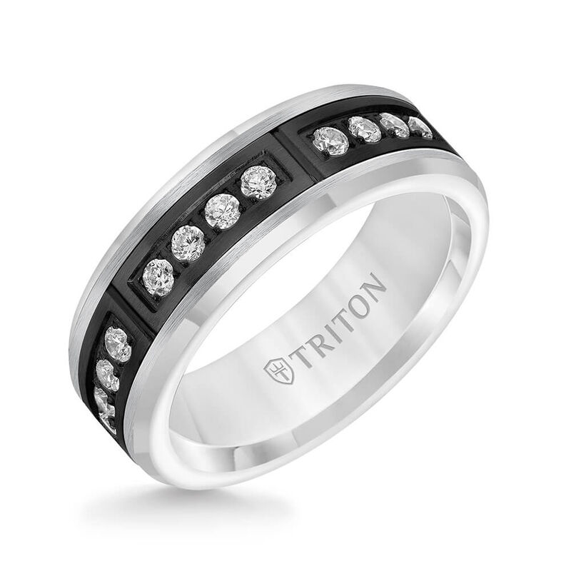 TRITON Stone Comfort Fit Channel Set Diamond Band in Tungsten, 7 mm image number 0