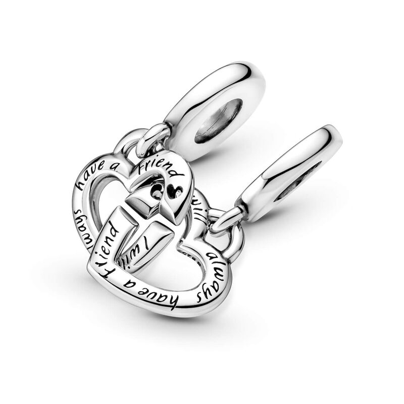 Pandora Linked Sister Hearts CZ Split Dangle Charm image number 3