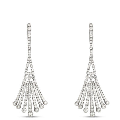 Classic Fan Diamond Dangle Earrings, 1 &frac12; Carat Total Weight, 14K White Gold