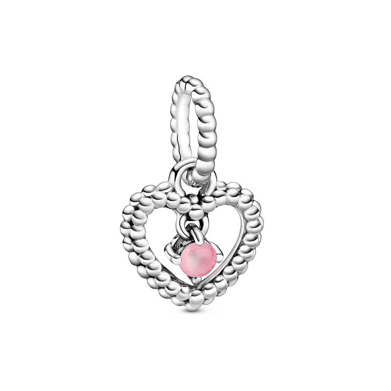 Pandora Petal Pink Crystal Beaded Heart Dangle Charm image number 0