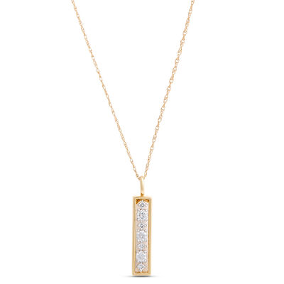 Linear Frame Diamond Pendant, 14k Two-Tone