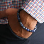 Men's Sodalite Bead Bracelet, Silver Clasp