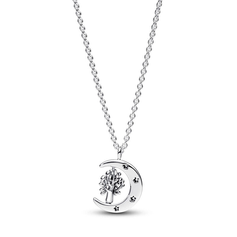 Pandora Moon & Spinning Tree of Life Pendant Necklace image number 1