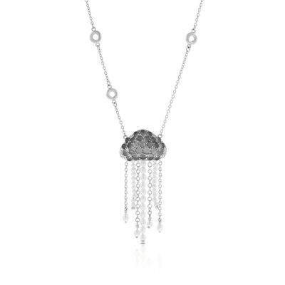 Lisa Bridge Cultured Freshwater Pearls & Gray Moonstone Jellyfish Necklace in Sterling Silver