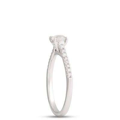 Classic Round Diamond Ring, &frac12; Carat Total Weight, 14K White Gold