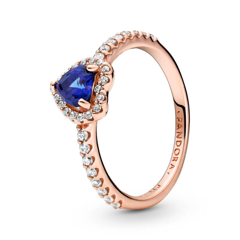 Pandora Sparkling Blue Elevated Heart Crystal & CZ Ring image number 0