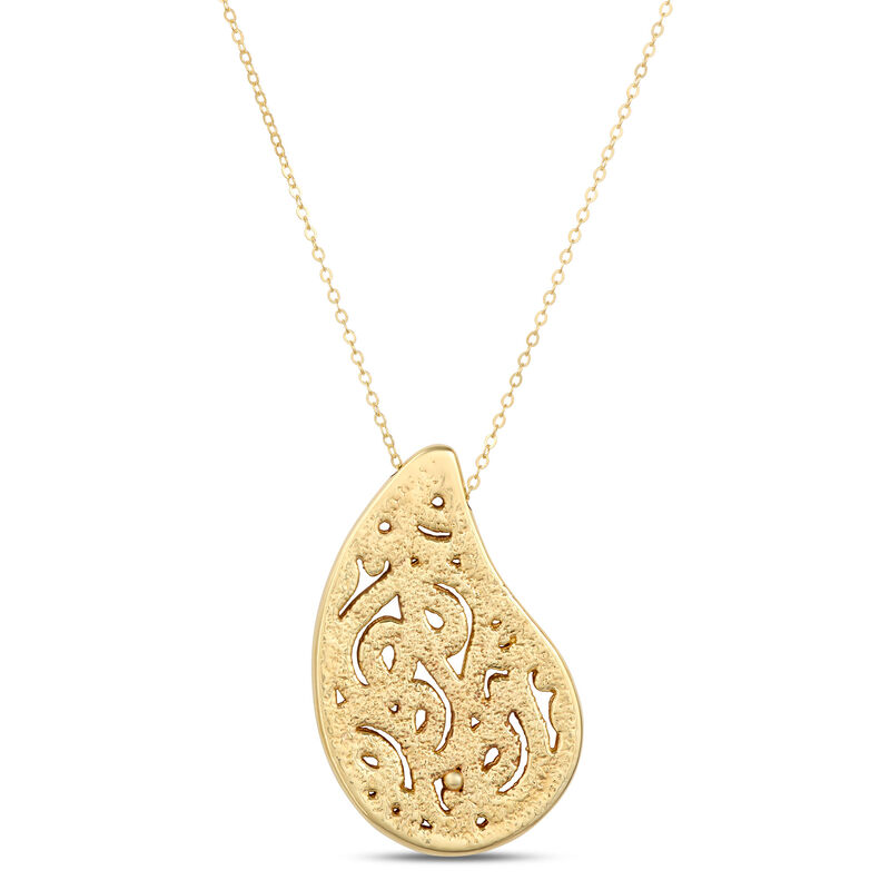 Toscano Paisley Necklace, 14K Yellow Gold image number 1