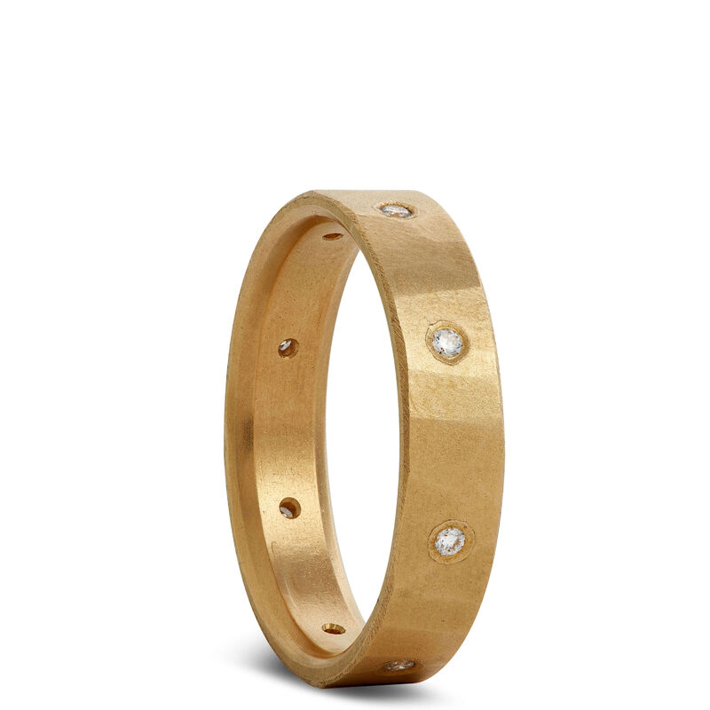Hand Forged Band with 8 Diamonds, 22k Yellow Gold 5mm image number 1