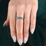 5-Stone Emerald & Diamond Ring 14K