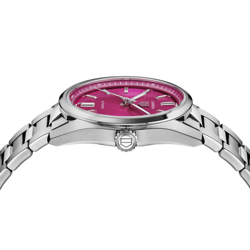 TAG Heuer Carrera Date Watch Pink Dial Steel Bracelet, 36mm image number 2