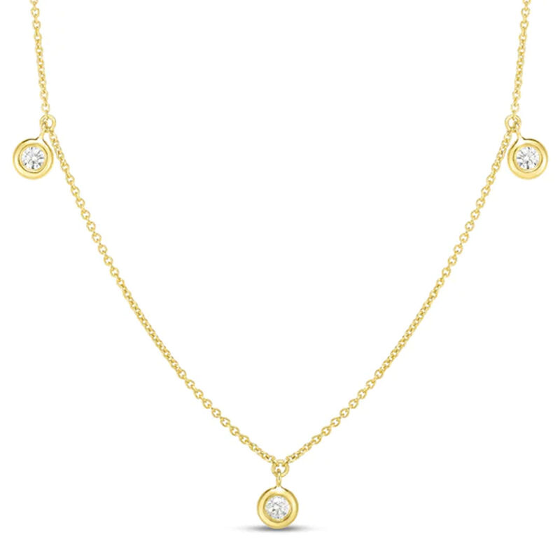 Roberto Coin Diamonds By The Inch 18K Gold Dangling 3 Station Necklace, 17″ image number 0