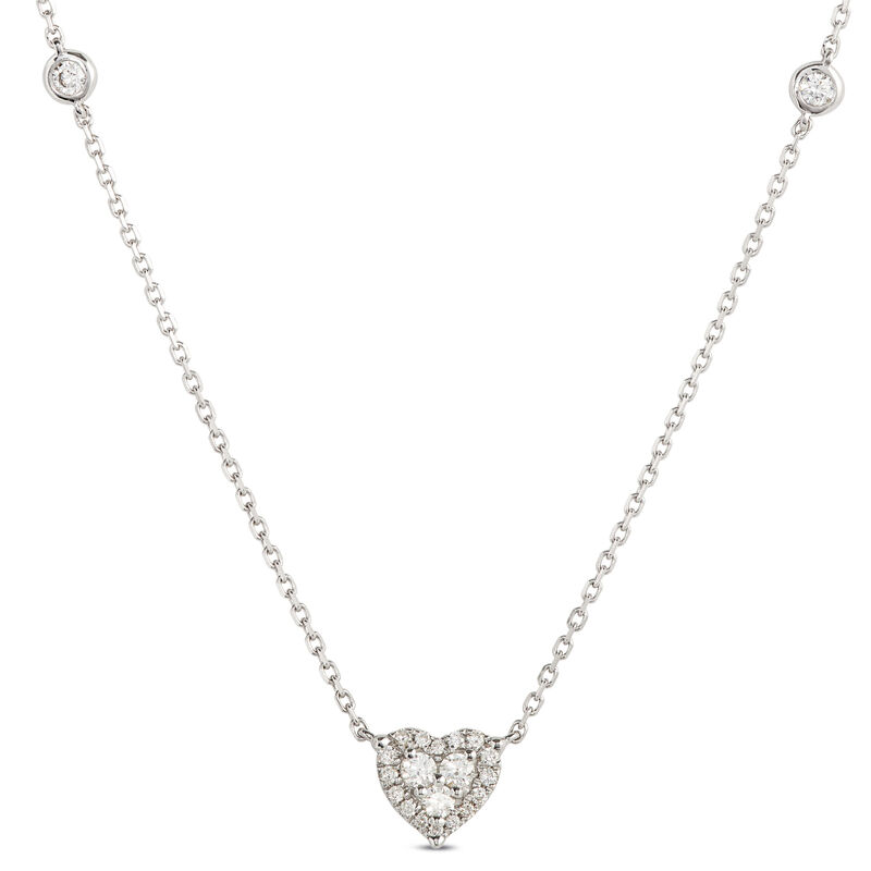 Diamond Heart Pendant Necklace, 14k White Gold image number 0