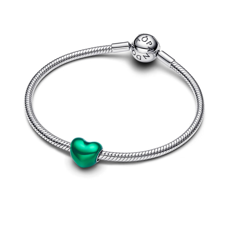 Pandora Metallic Green Heart Charm image number 2