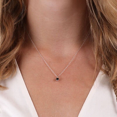 Round Sapphire Pendant 14K