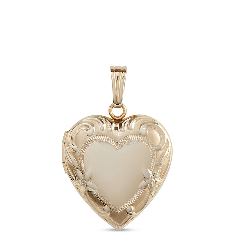 Hand Engraved Heart-Shaped Locket, 14K Yellow Gold image number 0