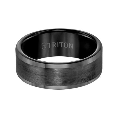 TRITON Contemporary Comfort Fit Satin Finish Band in Black Tungsten, 8 mm&nbsp;