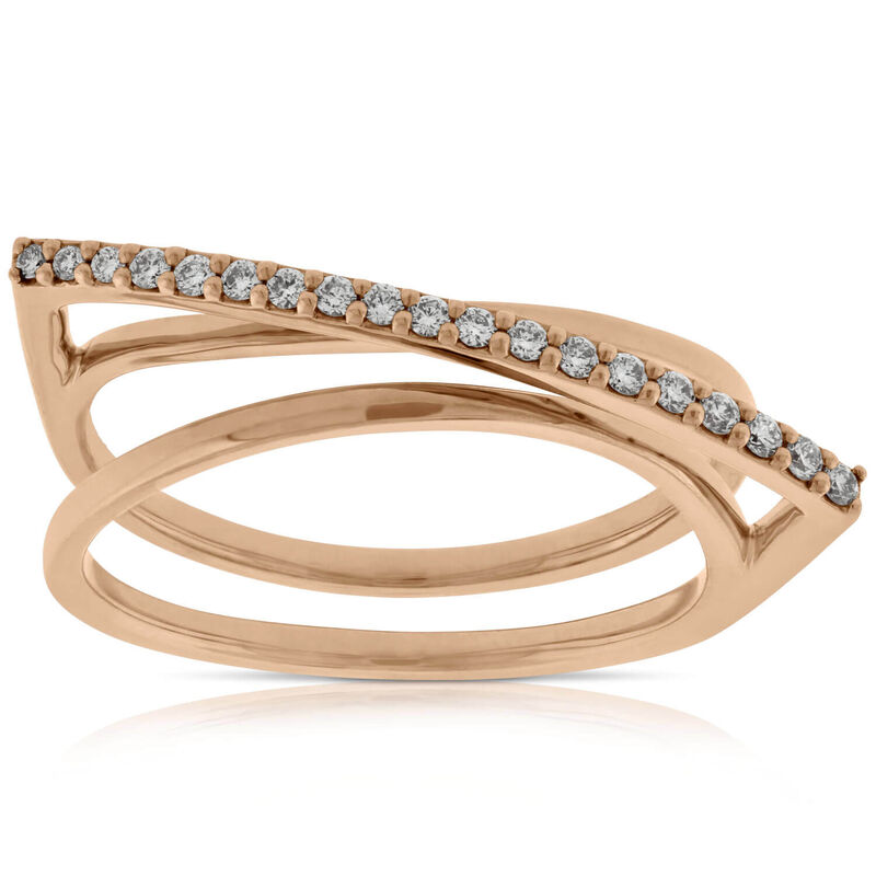 Rose Gold Diamond Overpass Ring 14K image number 0