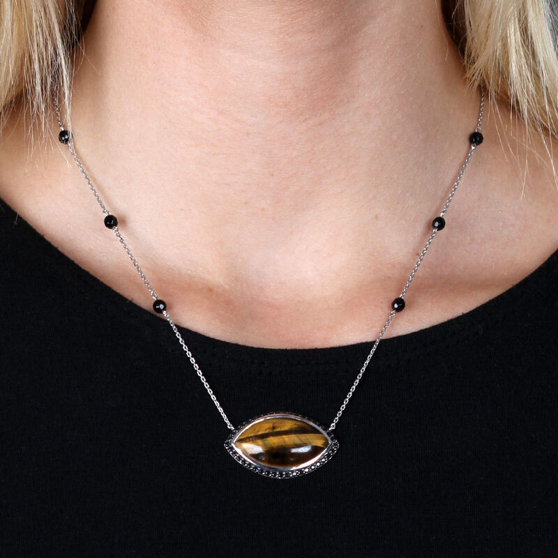 Lisa Bridge Tiger's Eye, Onyx & Black Sapphire Necklace image number 1